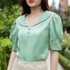 Áo kiểu nữ tay phồng phối nút thời trang Eden - ASM189