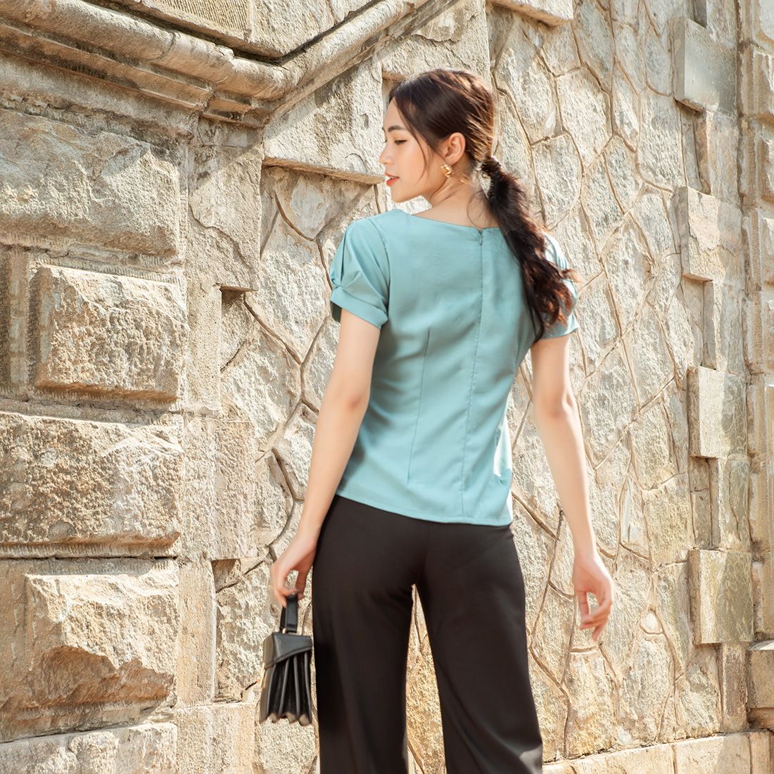 Quần tây công sở nữ ống suông thời trang Eden - Q007