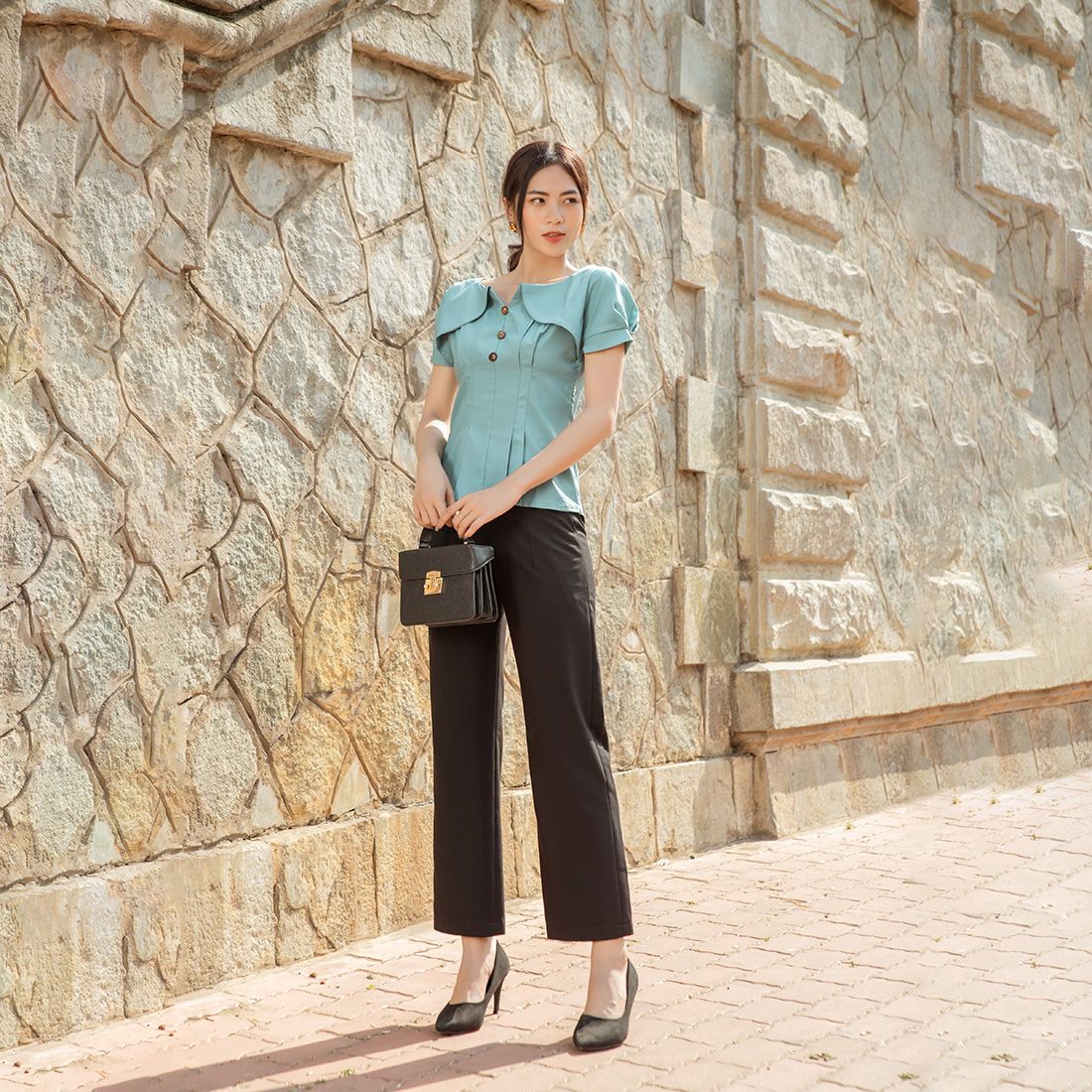 Quần tây công sở nữ ống suông thời trang Eden - Q007