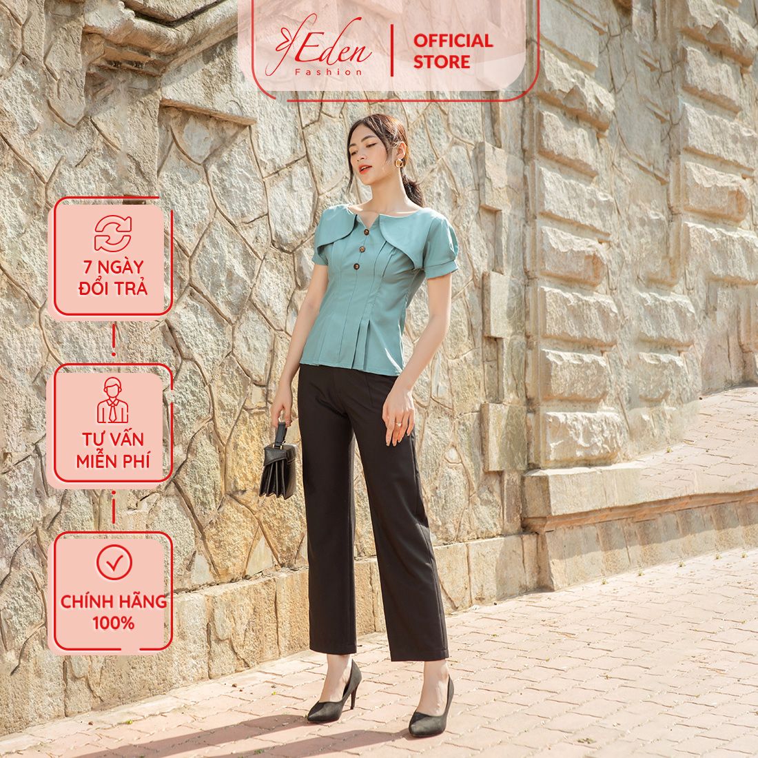 Quần tây công sở nữ ống suông thời trang Eden - Q007