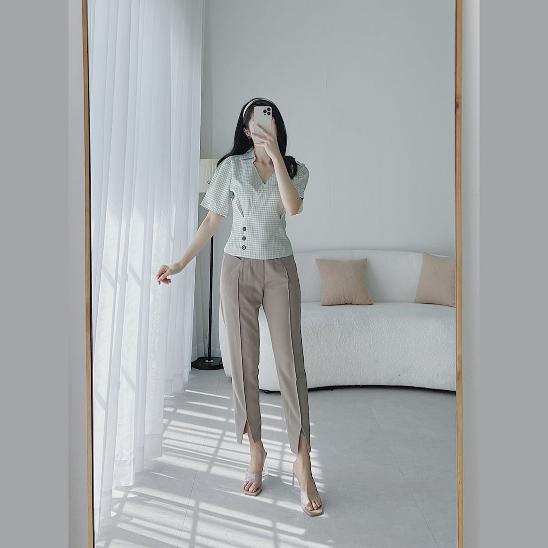 Quần công sở nữ cạp cao ống xẻ thời trang Eden - Q014