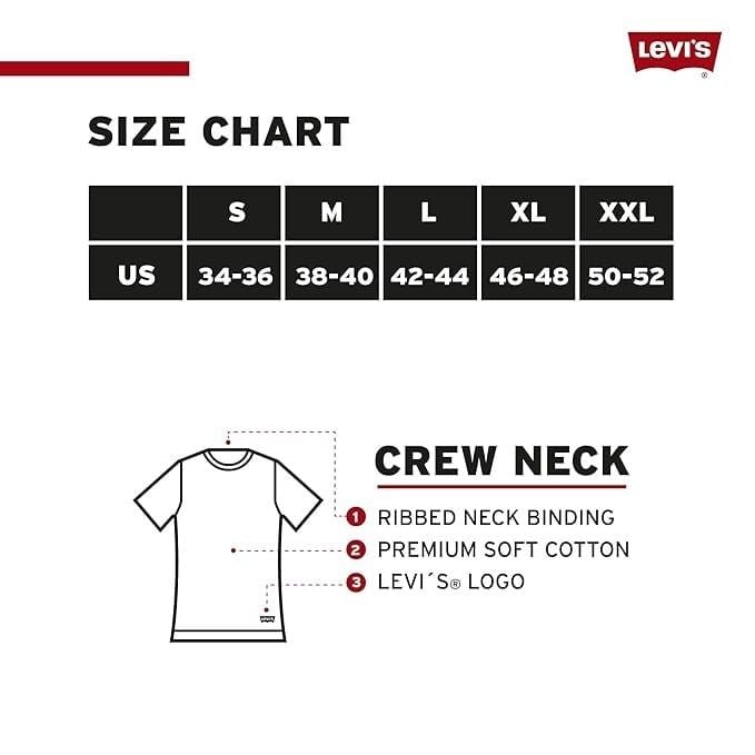 Set 3 áo thun nam cổ tròn tay ngắn Levi's Men's Crew Neck Premium Cotton