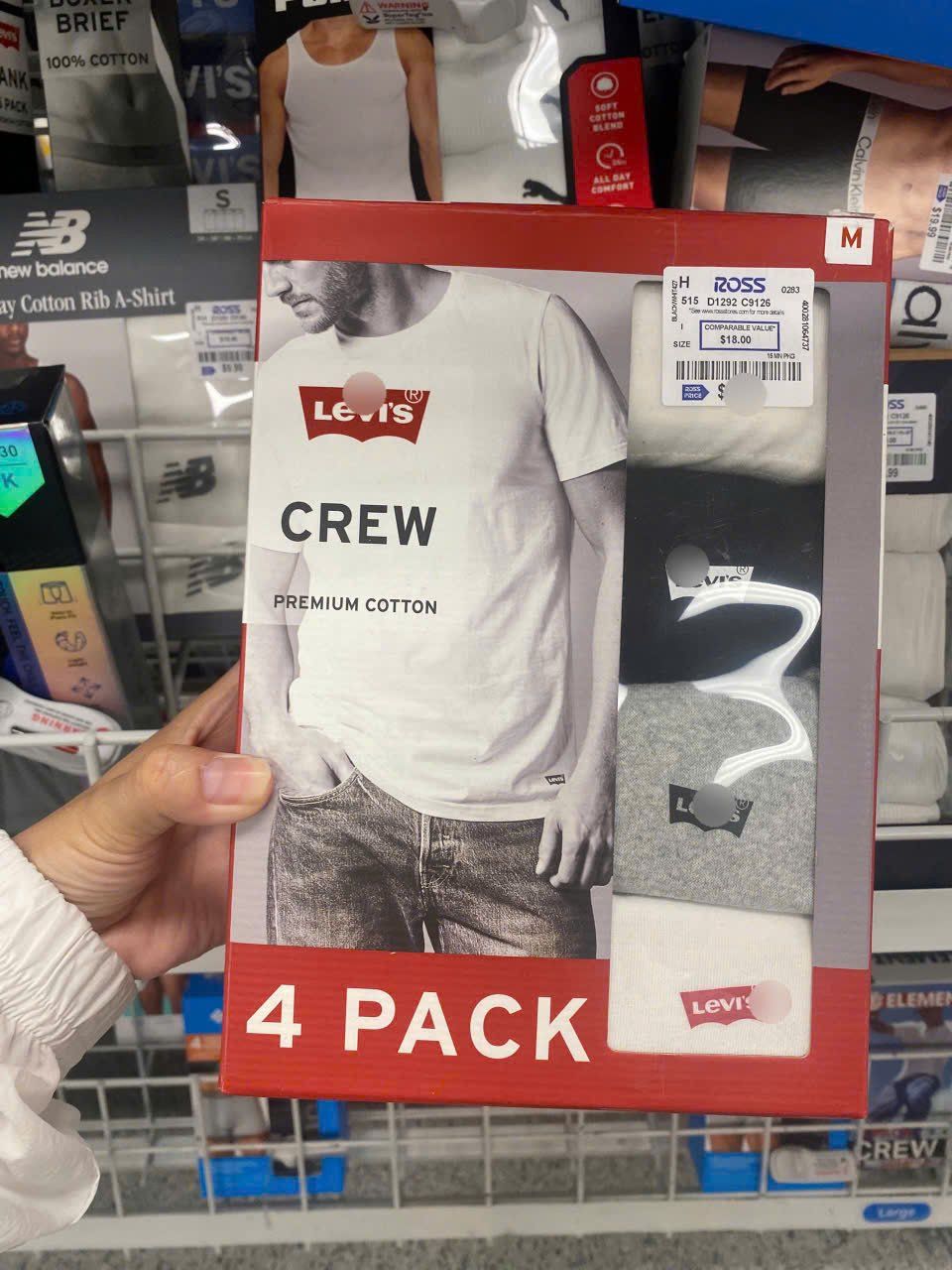 Set 4 áo thun nam cổ tròn tay ngắn Levi's Men's Crew Neck Premium Cotton