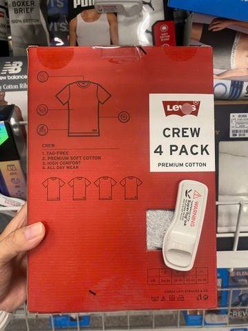  Set 4 áo thun nam cổ tròn tay ngắn Levi's Men's Crew Neck Premium Cotton 