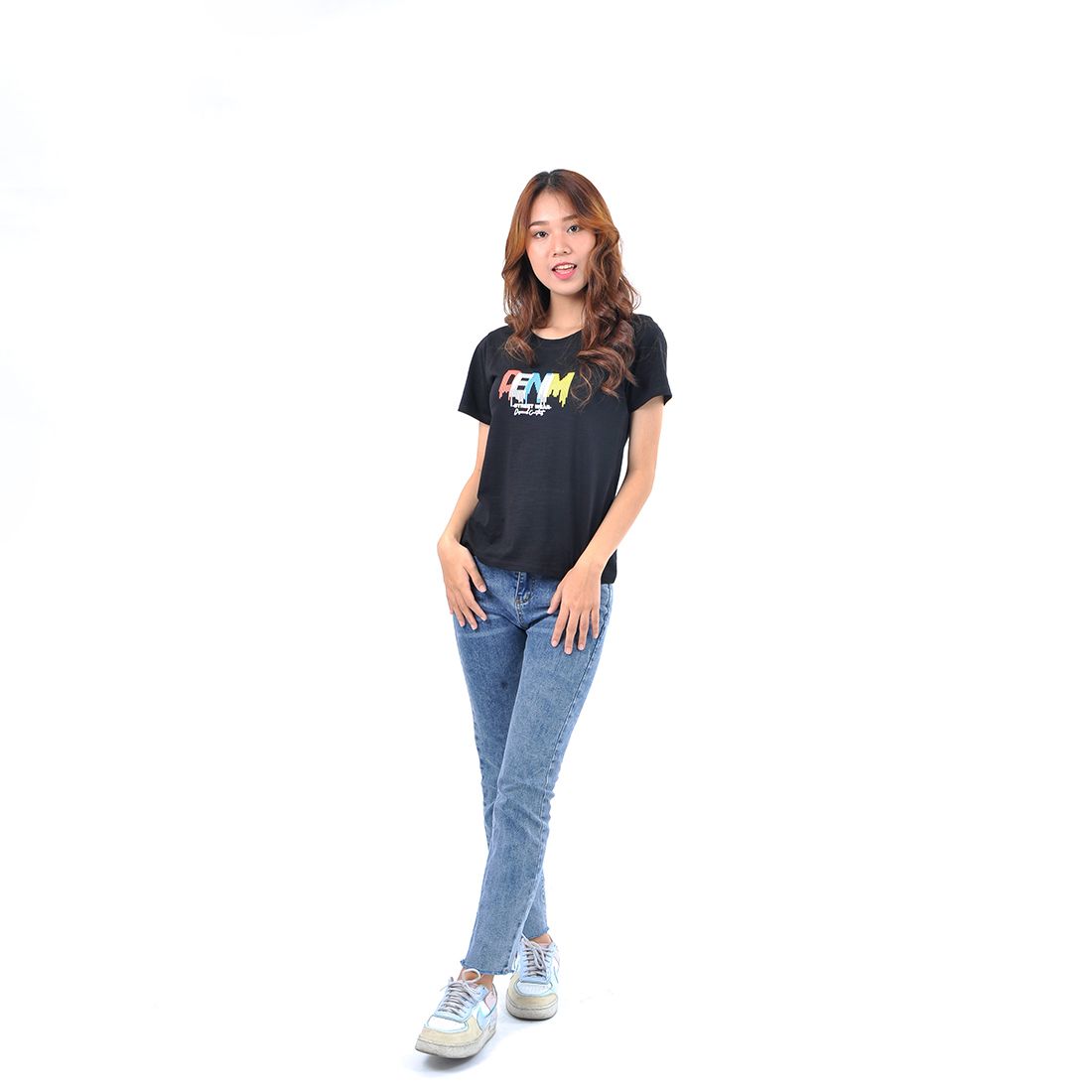 Áo thun nữ tay ngắn cổ tròn thời trang Eden in chữ - AT095