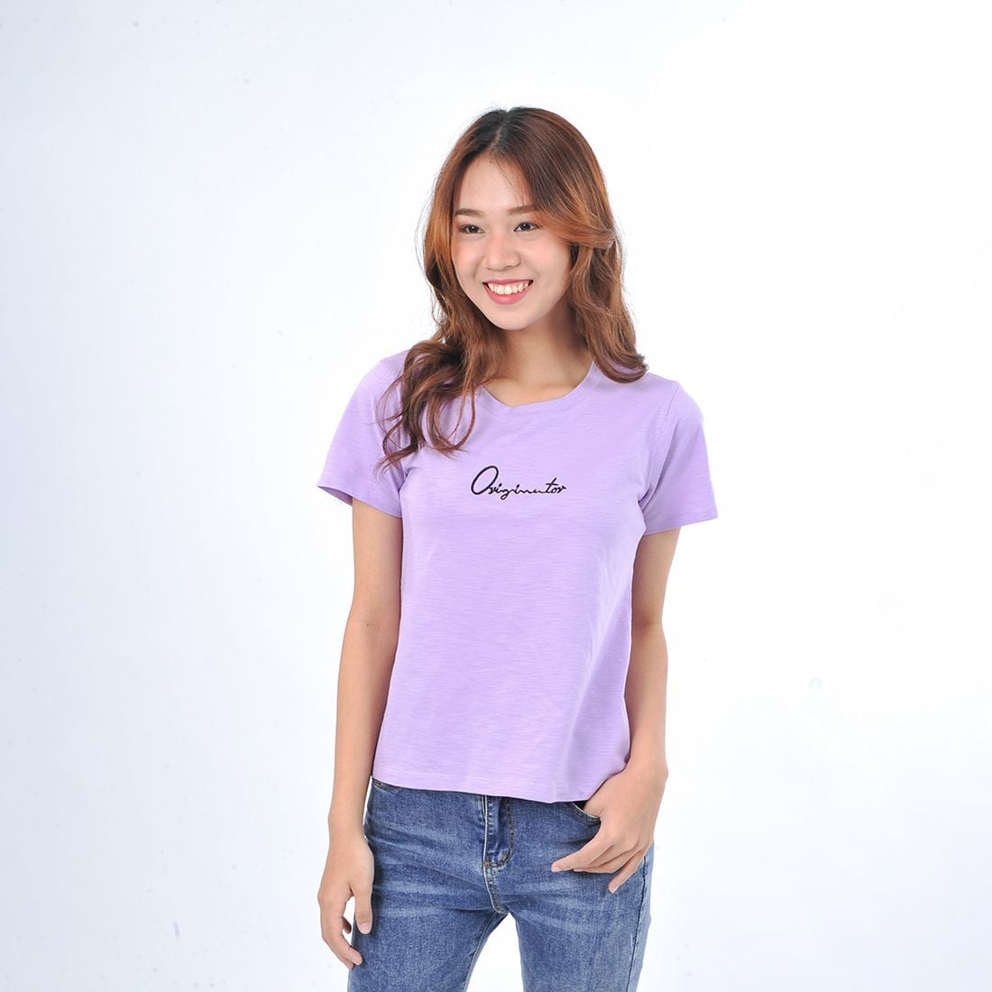 Áo thun nữ tay ngắn cổ tròn thời trang Eden thêu chữ - AT091