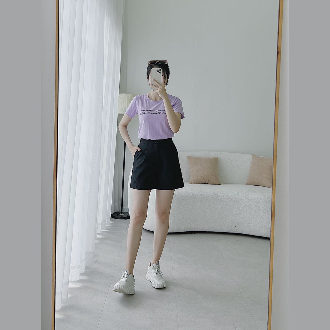 Áo thun nữ tay ngắn cổ tròn thời trang Eden thêu chữ - AT102