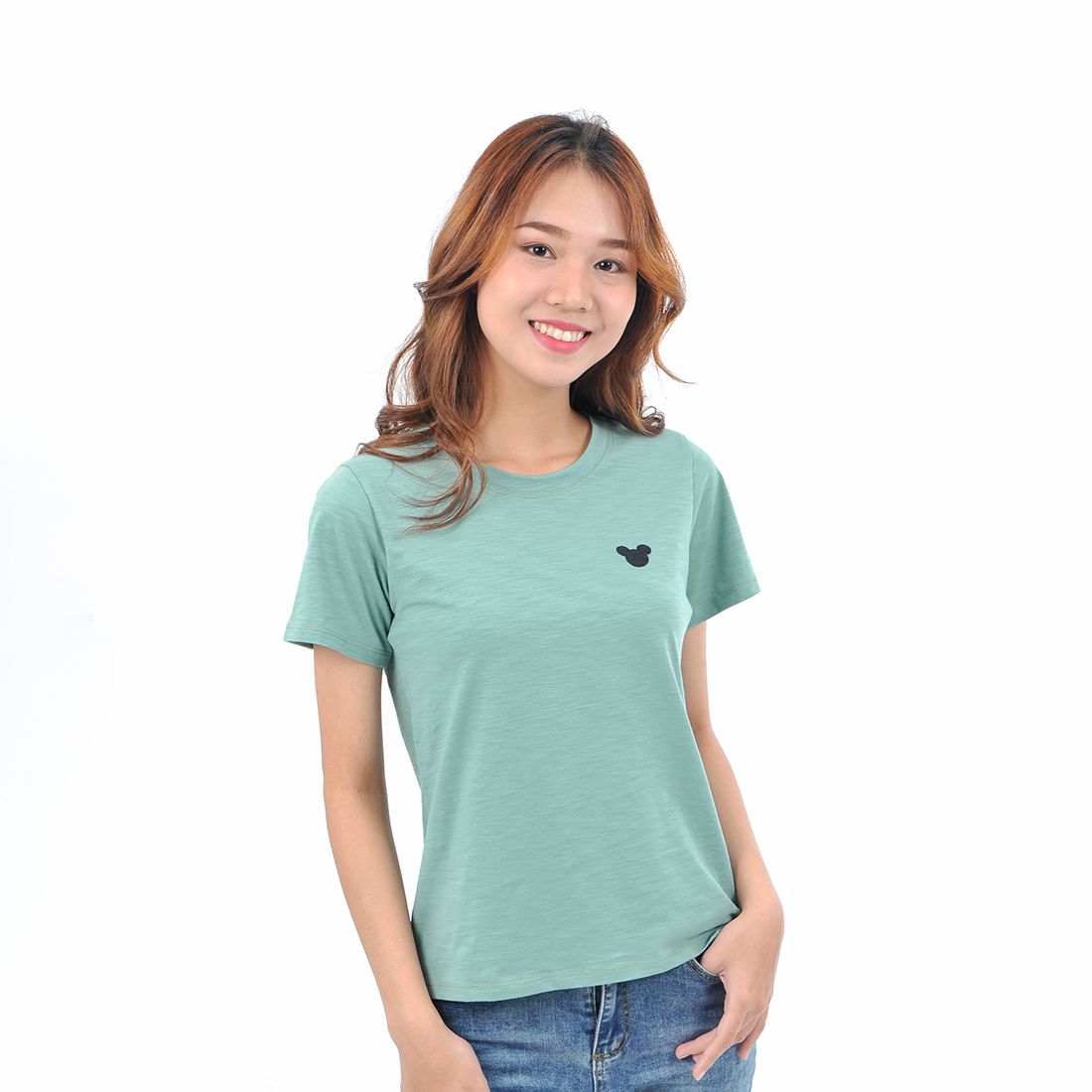 Áo thun nữ tay ngắn cổ tròn thời trang Eden thêu hình - AT092