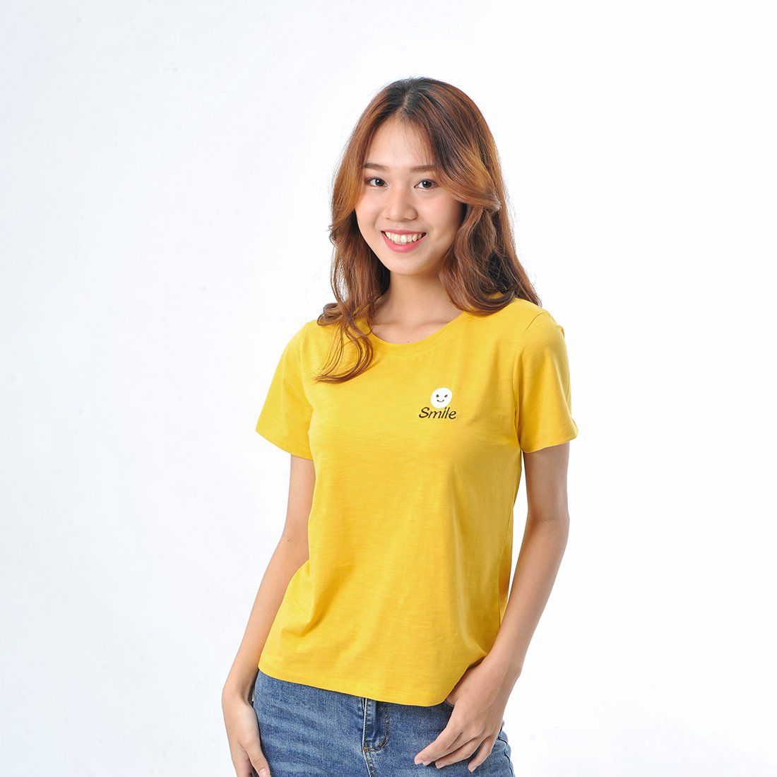 Áo thun nữ tay ngắn cổ tròn thời trang Eden thêu hình - AT104