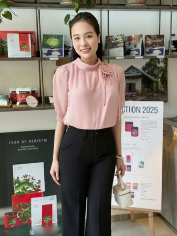  Áo công sở cổ lọ thời trang Eden - ASM263 