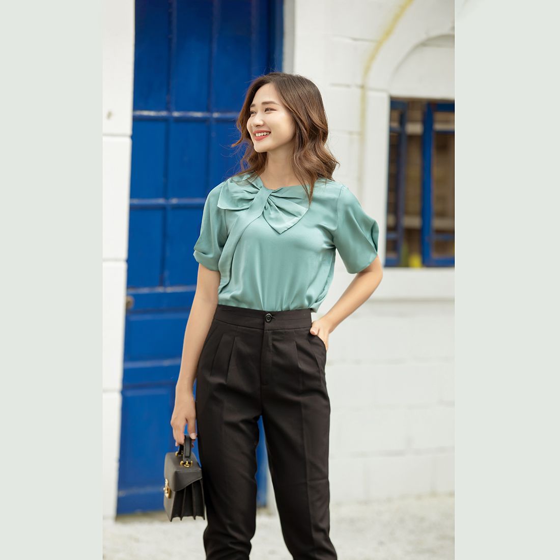 Quần baggy nữ lưng cao thời trang Eden - Q013