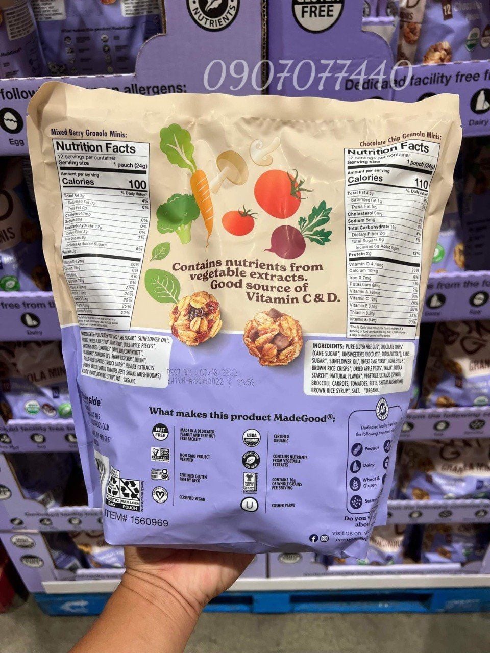 Bánh ngũ cốc hữu cơ dạng viên MadeGood Organic Granola Bites