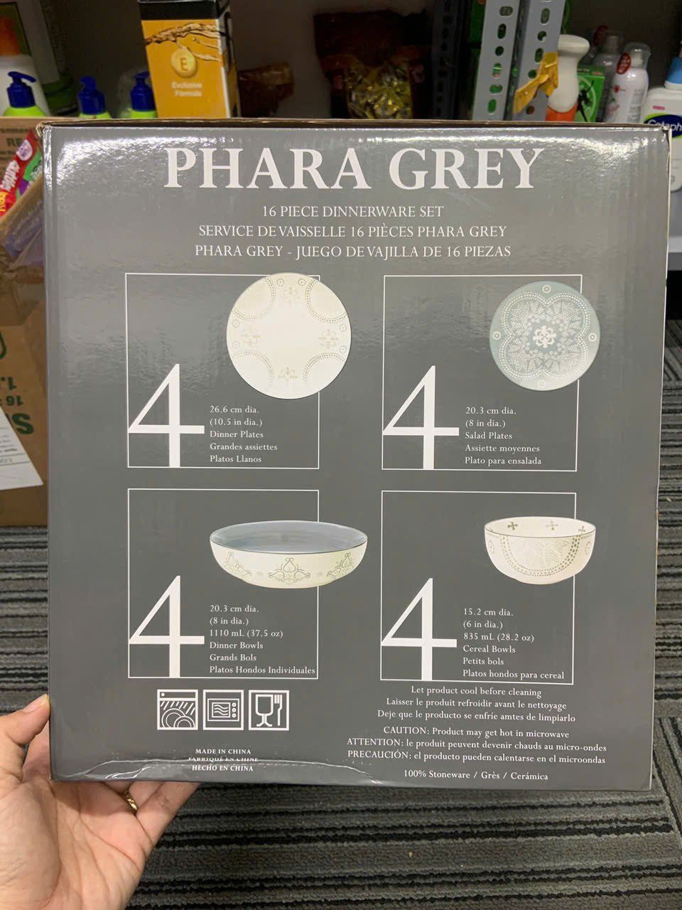 Bộ 16 món chén dĩa Dalton Dinerware Phara Grey Set