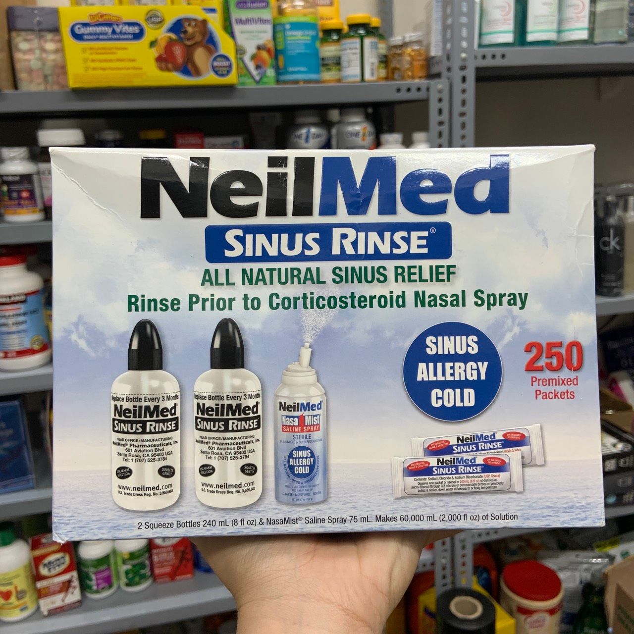 Bộ rửa mũi NeilMed Sinus Rinse (gồm 2 bình rửa + 250 gói muối + 1 chai xịt mũi Neilmed)