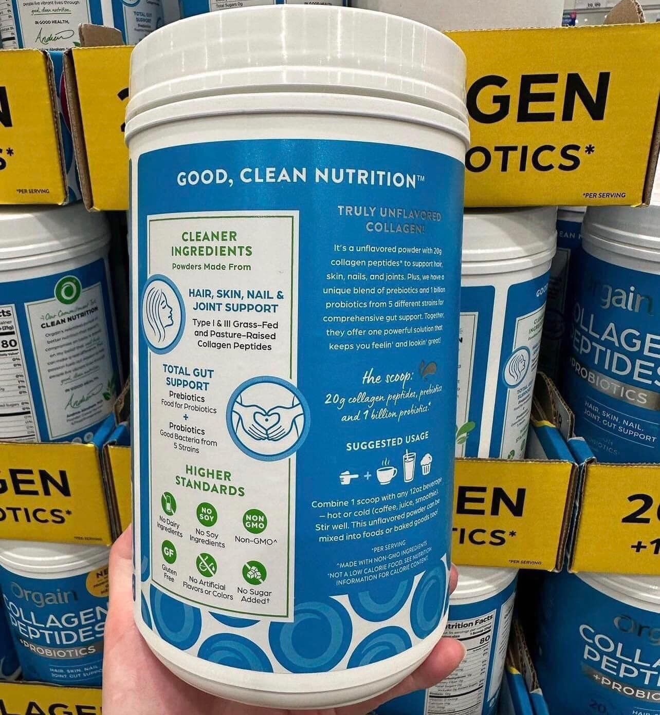 Bột bổ sung Collagen Orgain Collagen Peptides + Probiotics