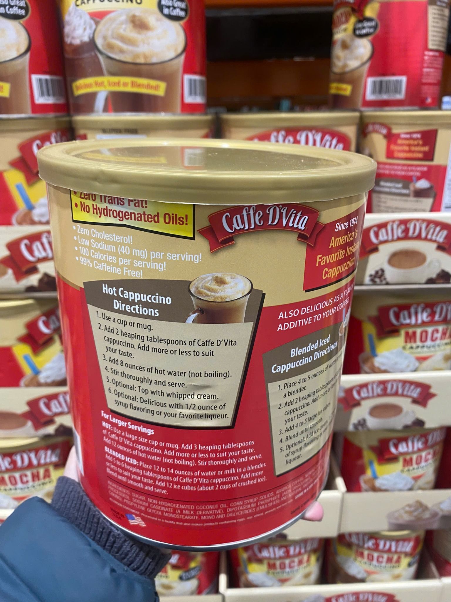 Bột cà phê hòa tan Caffe D’Vita Mocha Cappuccino hộp 1,8kg