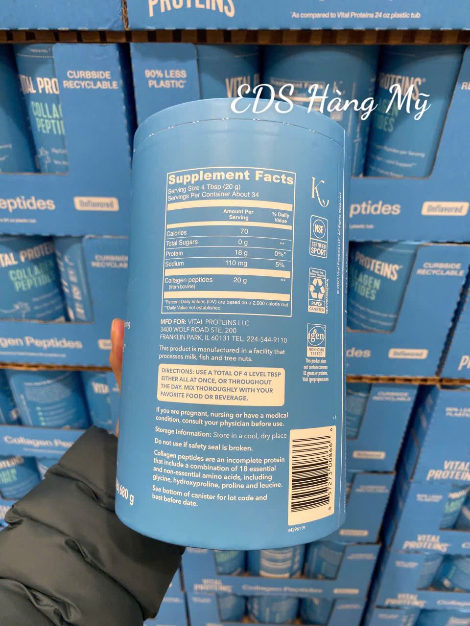 Bột collagen thủy phân Vital Proteins Collagen Peptides