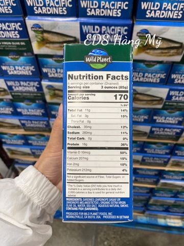  Cá trích ngâm dầu oliu Wild Planet Wild Pacific Sardines 