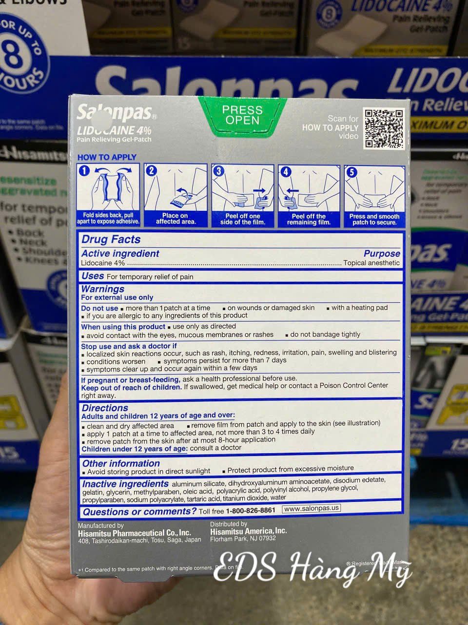 Cao dán giảm đau Salonpas Lidocaine 4%