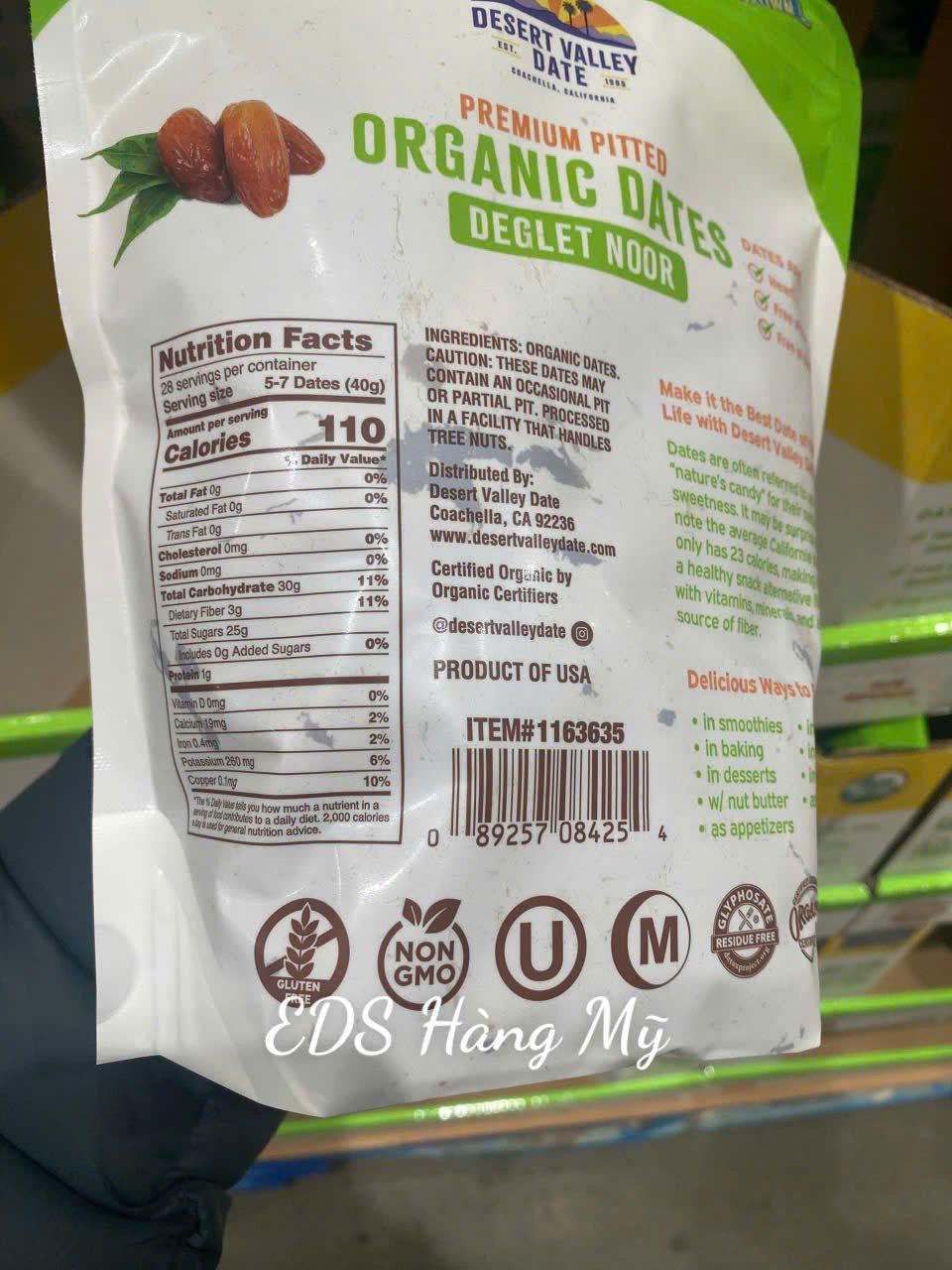 Chà là sấy dẻo Dates Organic Deglet Noor