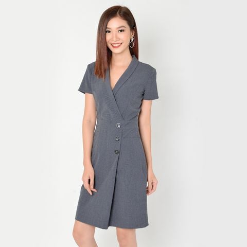  Đầm công sở thời trang Eden cổ vest tay ngắn - D323 