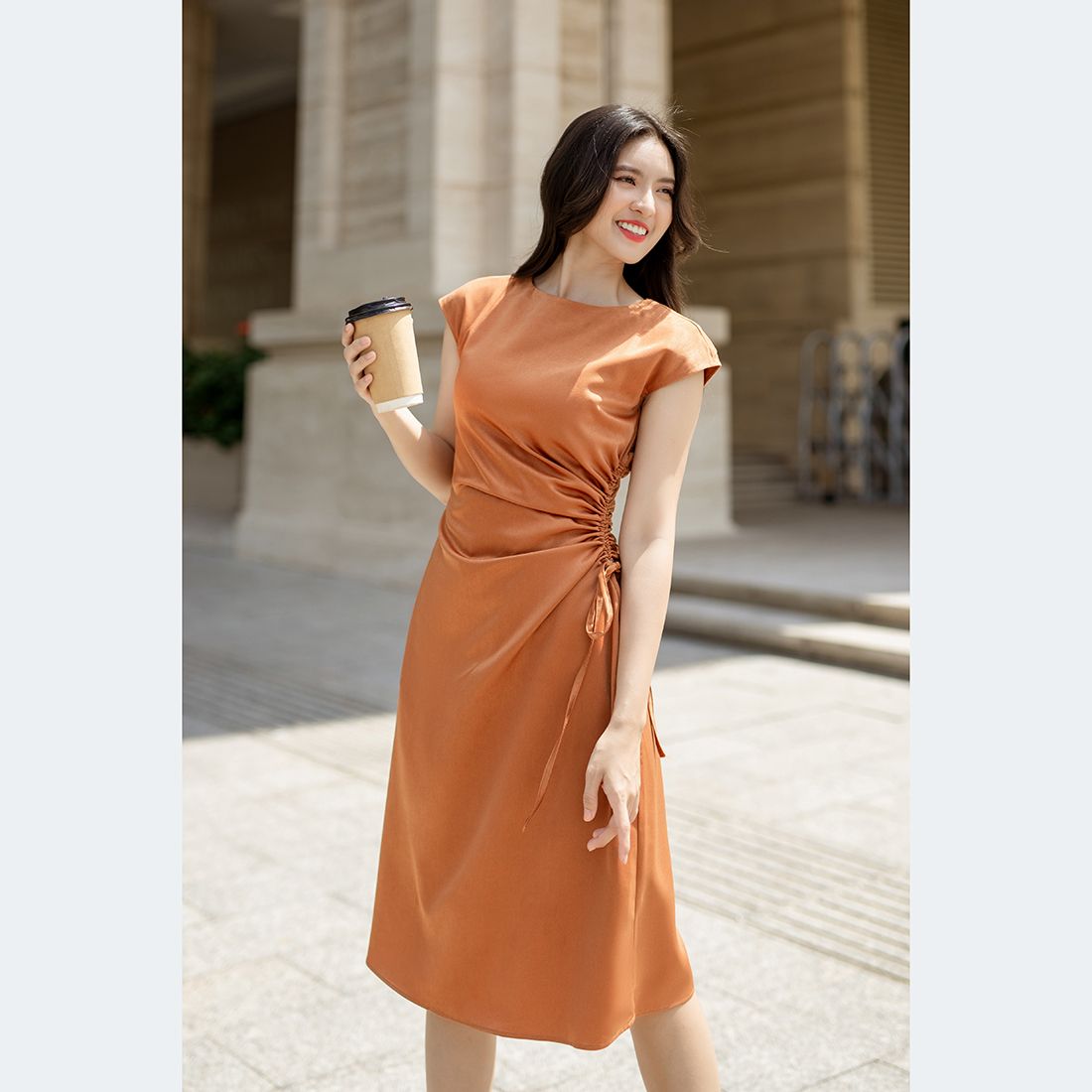 Đầm chữ a thời trang Eden rút eo - D503