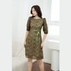 Đầm ren nữ cao cấp cổ tròn tay lỡ phối nơ eo Thời trang Eden - D459