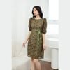 Đầm ren nữ cao cấp cổ tròn tay lỡ phối nơ eo Thời trang Eden - D459