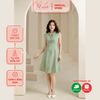 Đầm xòe cổ tròn tay ngắn xếp ly ngực thời trang Eden - D483