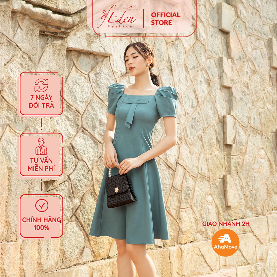 Đầm Váy Nữ Màu Vàng Cổ Áo Trắng Thủy Thủ Tay Phồng Chân Váy Xòe Có Thắt Eo   MixASale