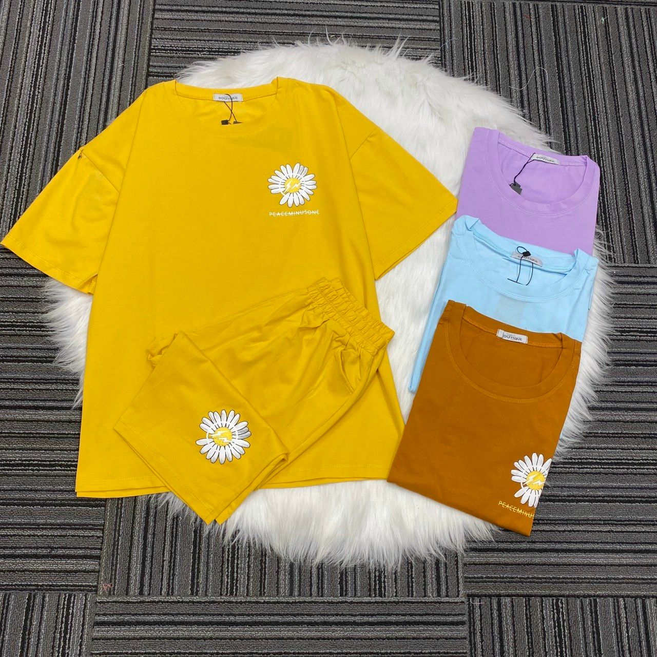 (Phom dưới 65kg) Đồ bộ nữ Eden phom rộng thun cotton - DB009