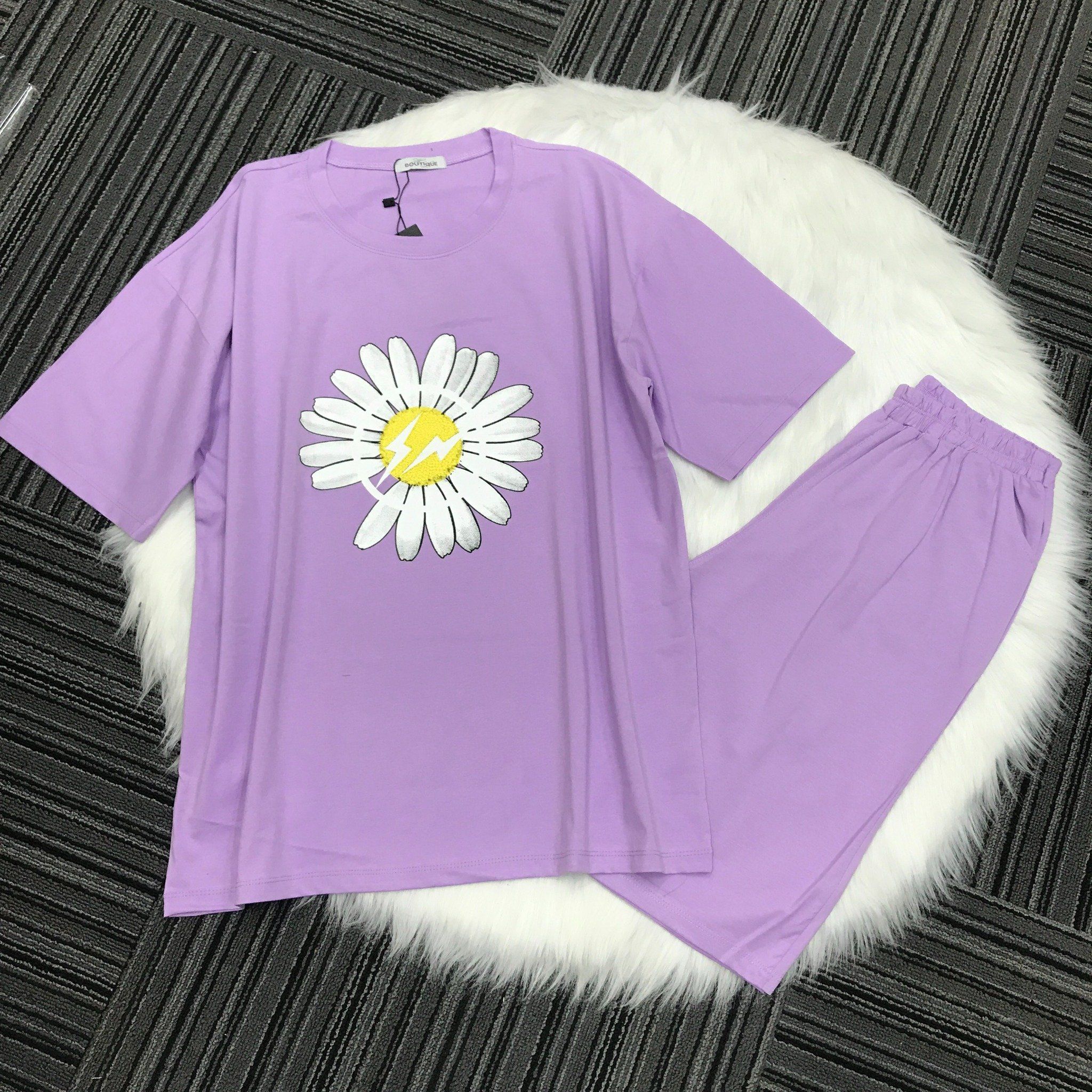 (Phom dưới 65kg) Đồ bộ nữ Eden phom rộng thun cotton - DB012