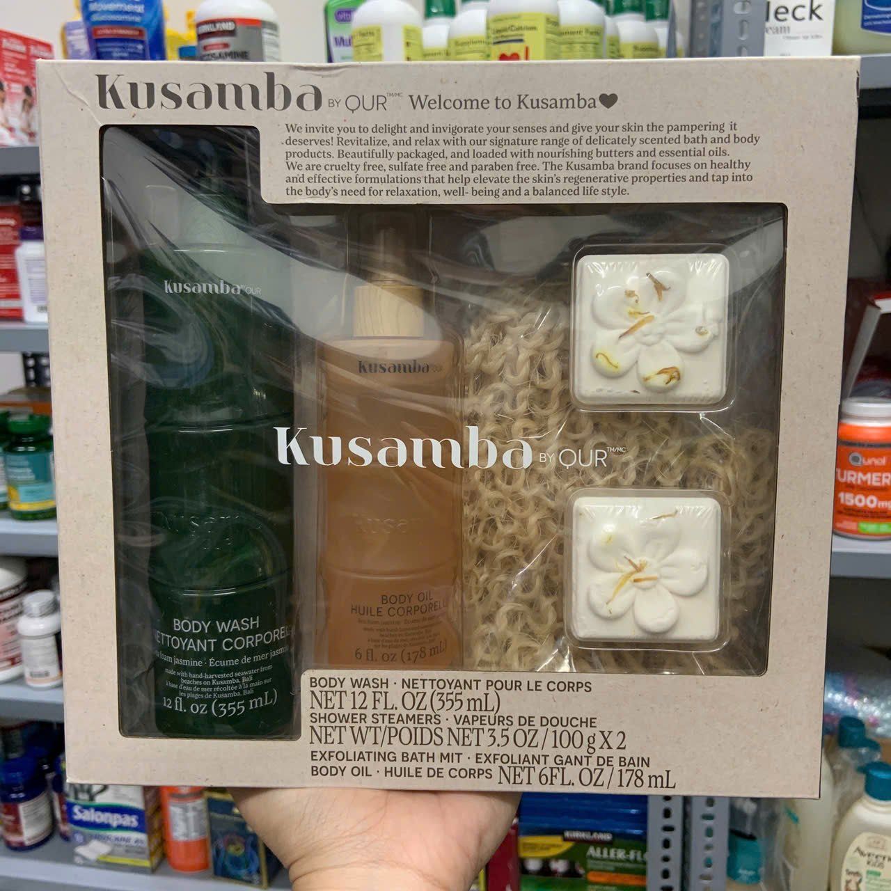 Bộ sữa tắm và xịt dưỡng thể Kusamba by QUR Scented Body Care Collection Set Sea Foam Jasmine