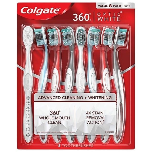 Set 8 bàn chải đánh răng Colgate Optic White 360