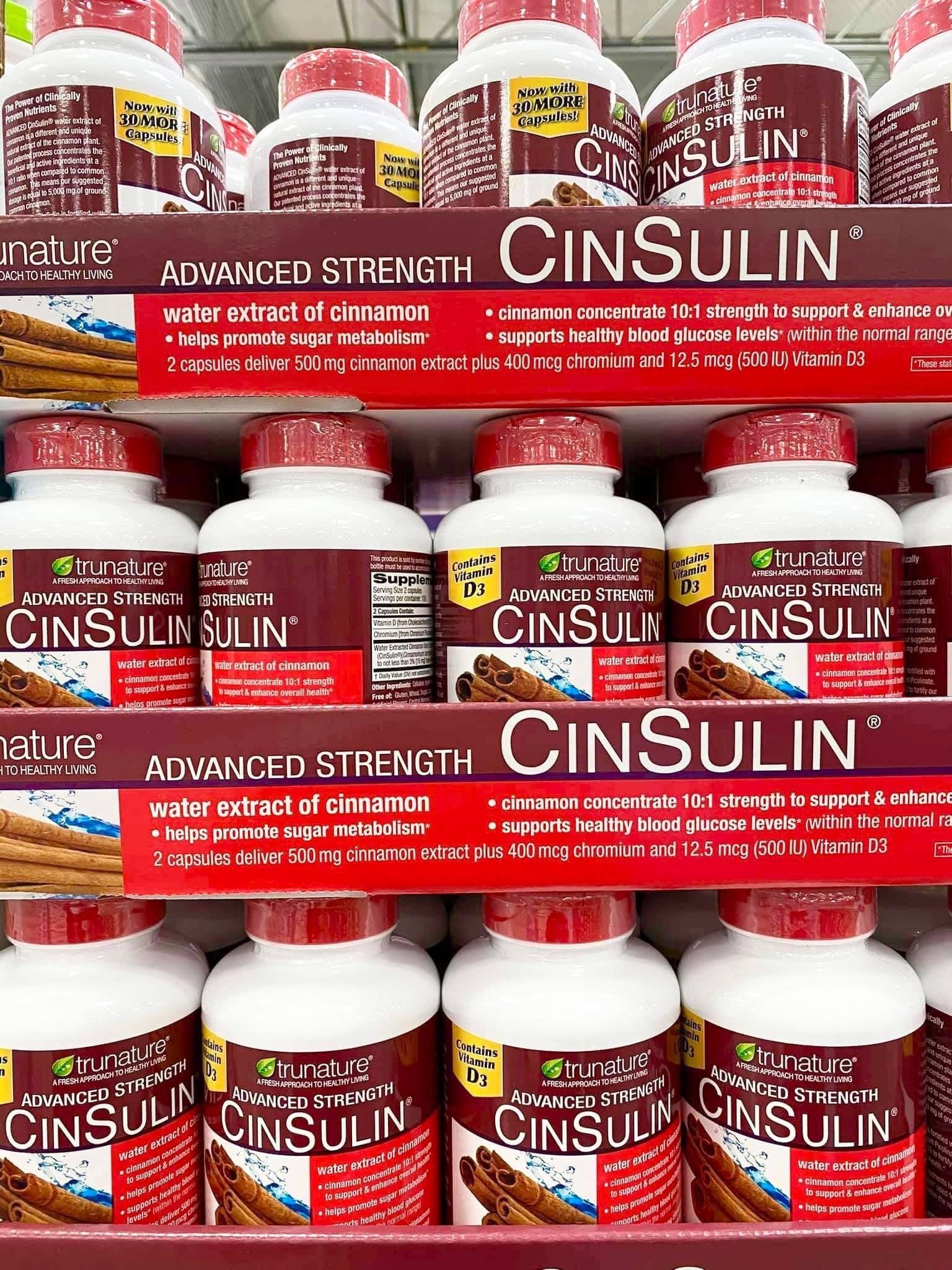 Viên uống hỗ trợ cân bằng đường huyết từ vỏ quế Trunature Advanced Strength CinSulin - Lọ 200 viên