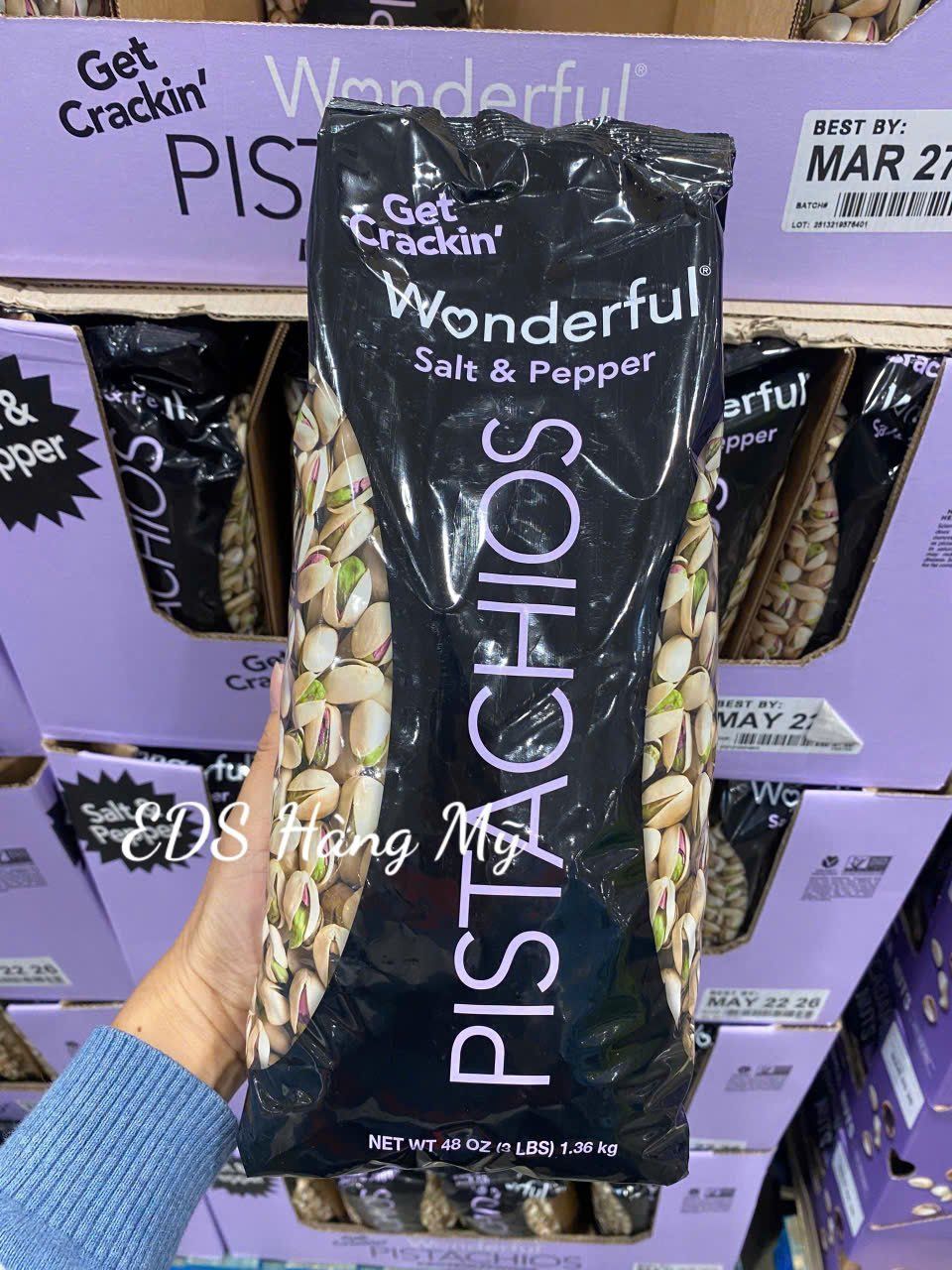 Hạt dẻ cười rang muối và tiêu Wonderful Salt & Pepper Pistachios