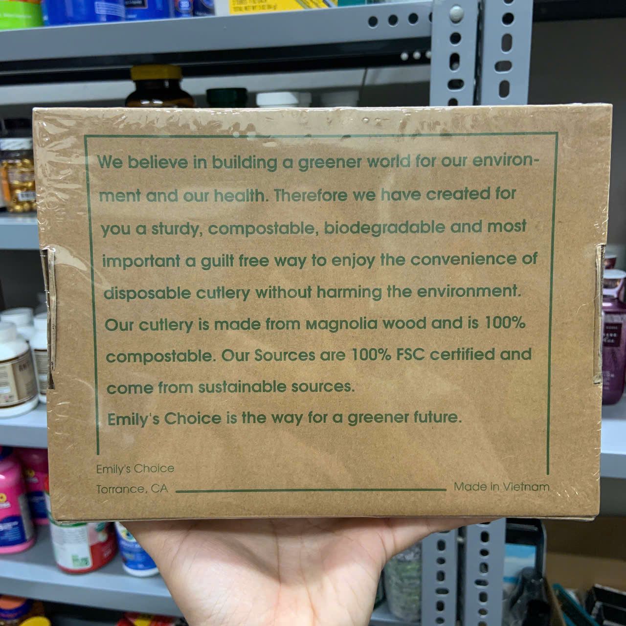 Hộp dao, thìa, nĩa dùng một lần Emily's Choice Compostable