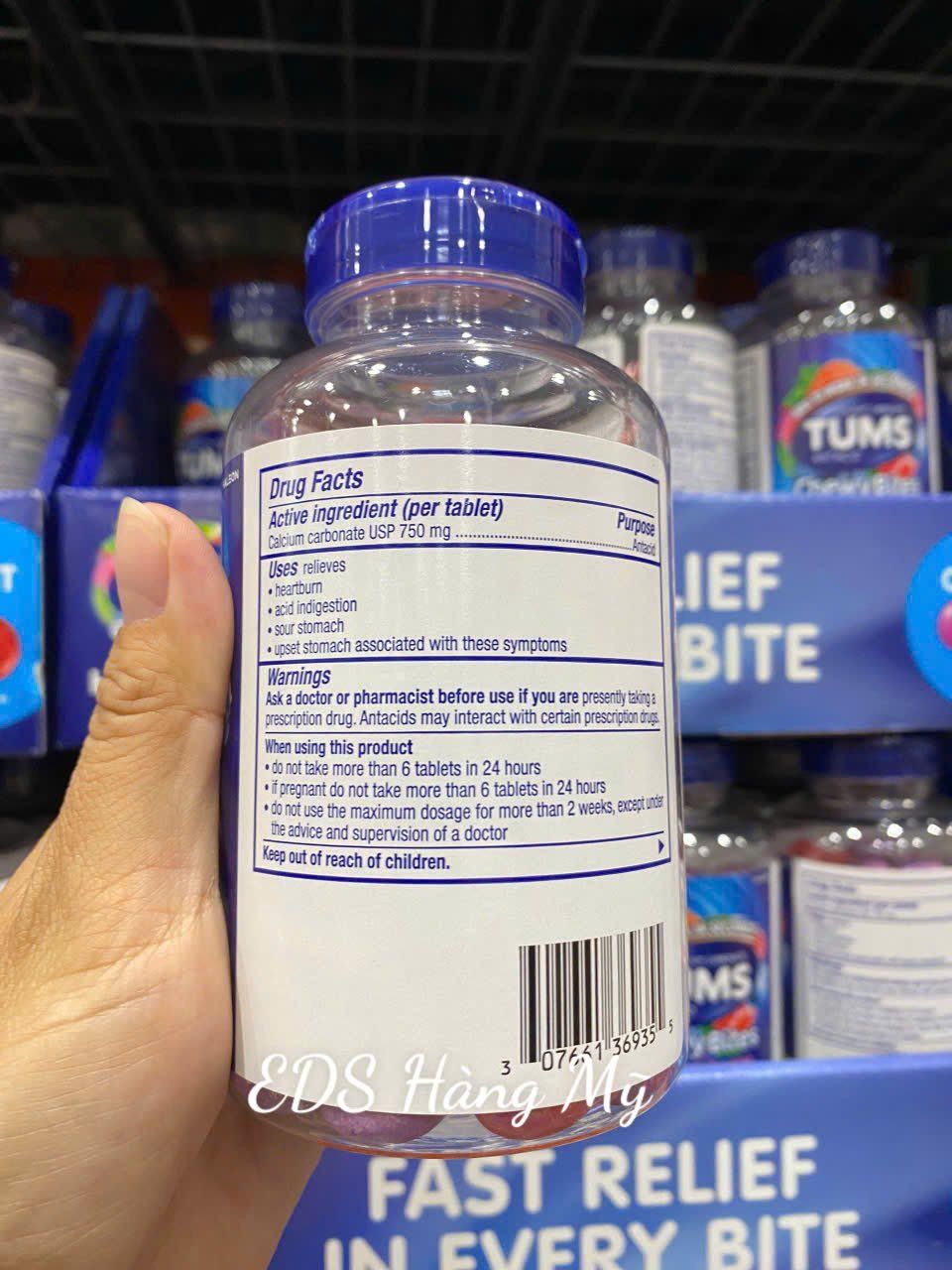 Kẹo nhai giảm đầy hơi khó tiêu Tums