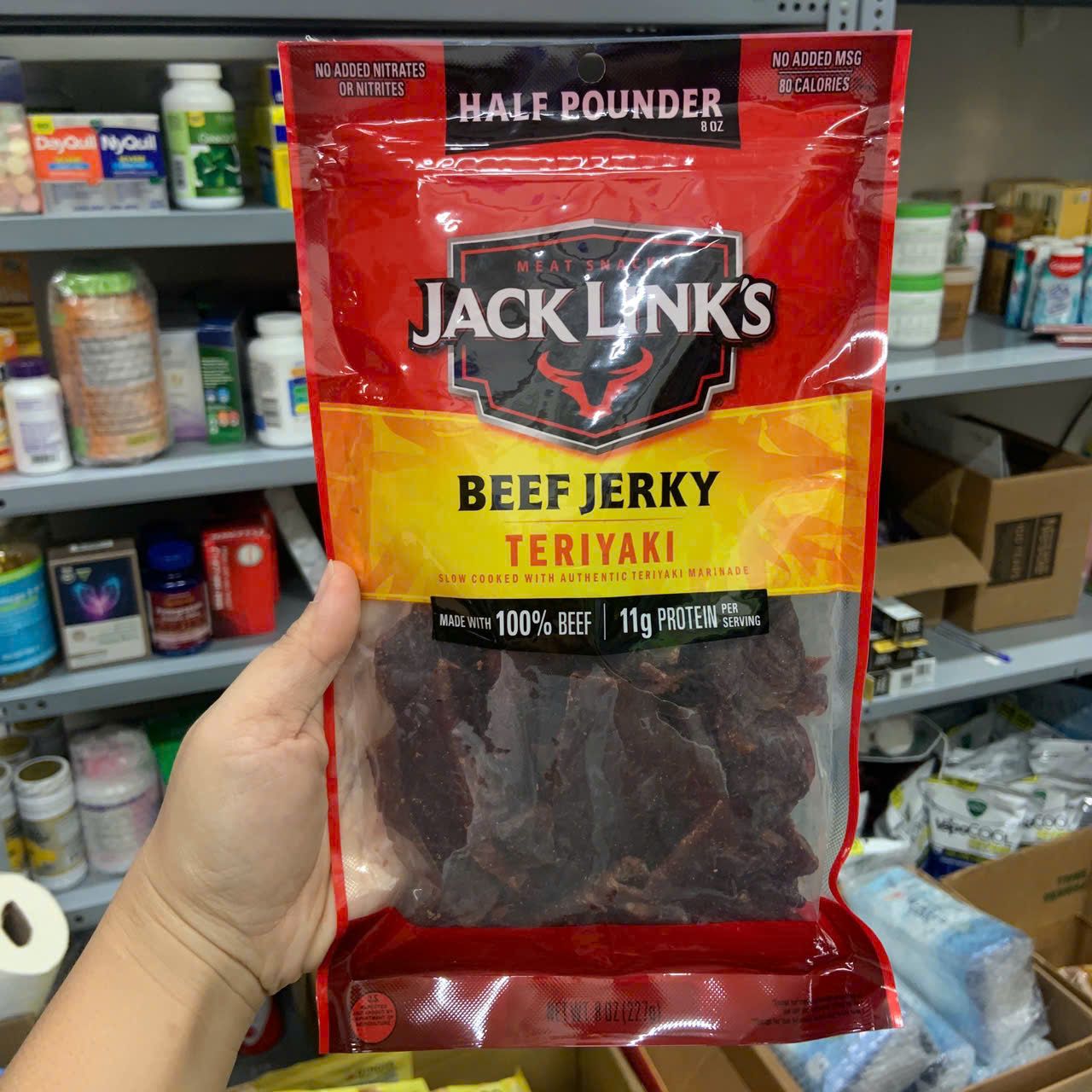 Khô bò tẩm vị teriyaki Jack Link's Beef Jerky