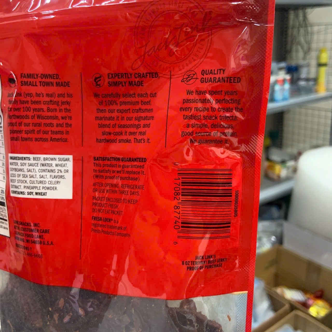 Khô bò tẩm vị teriyaki Jack Link's Beef Jerky