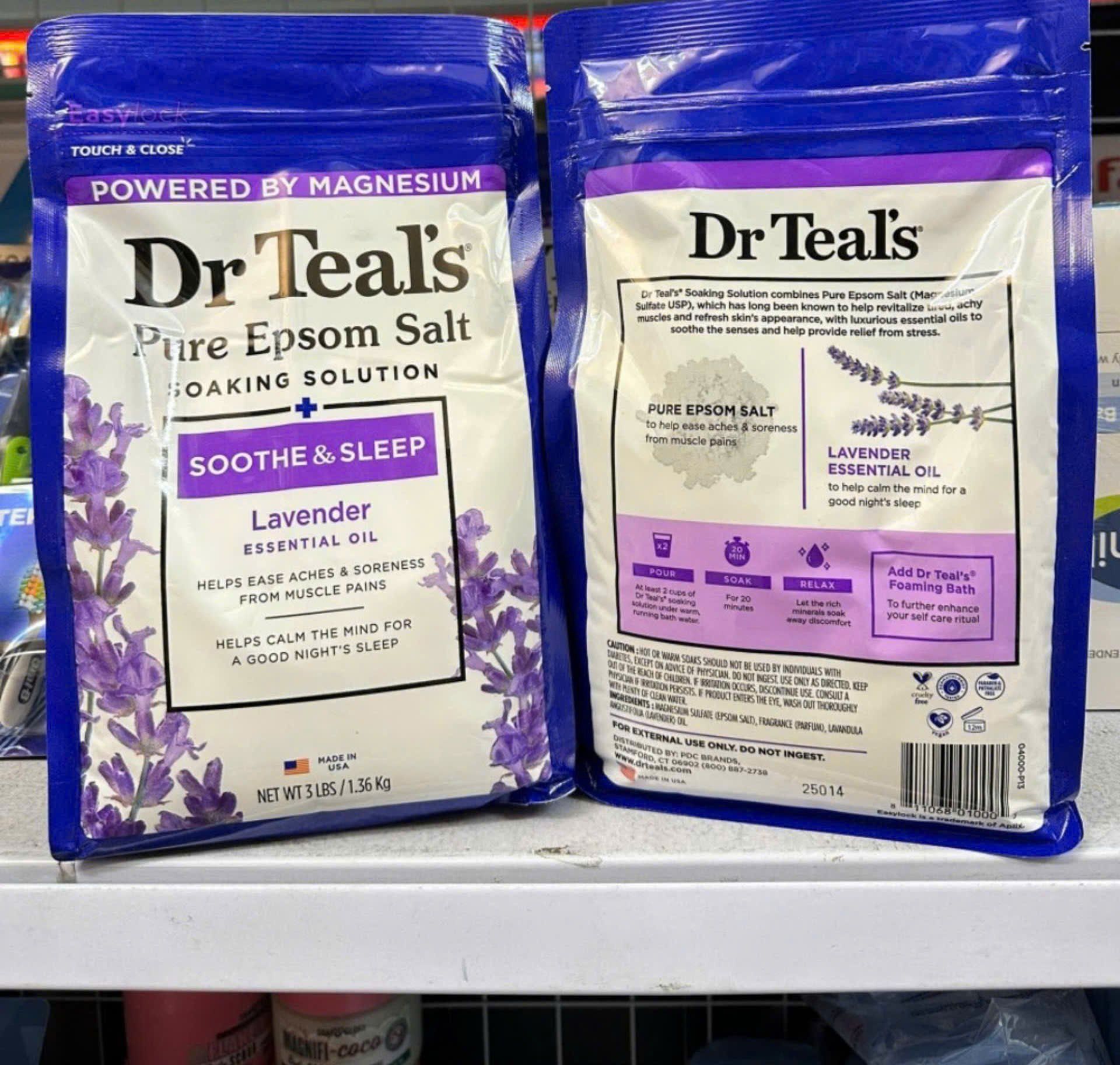 Muói tắm thư giãn Dr Teal's Pure Epsom Salt Soaking Solution
