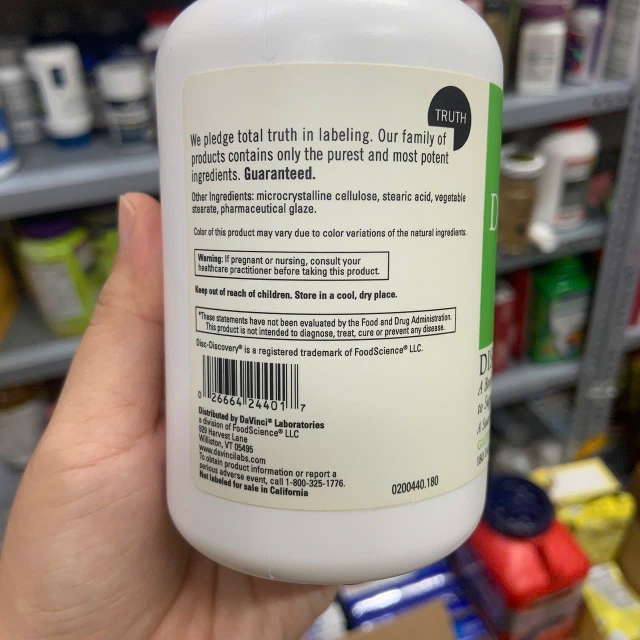Viên uống thoái hóa cột sống, thoát vị đĩa đệm Davinci Laboratories of Vermont Disc Discovery