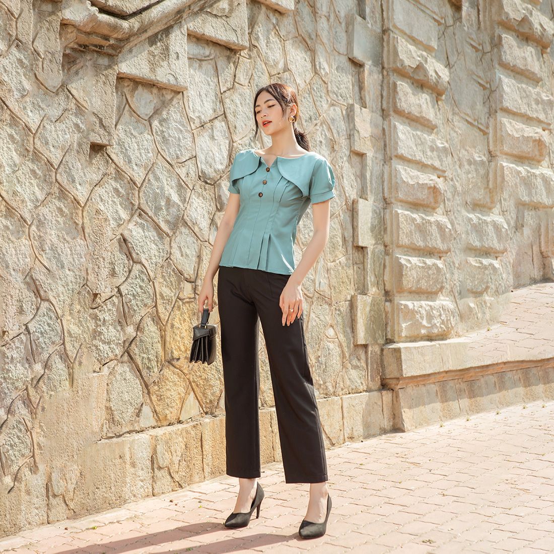 Quần tây công sở nữ ống suông thời trang Eden - Q007