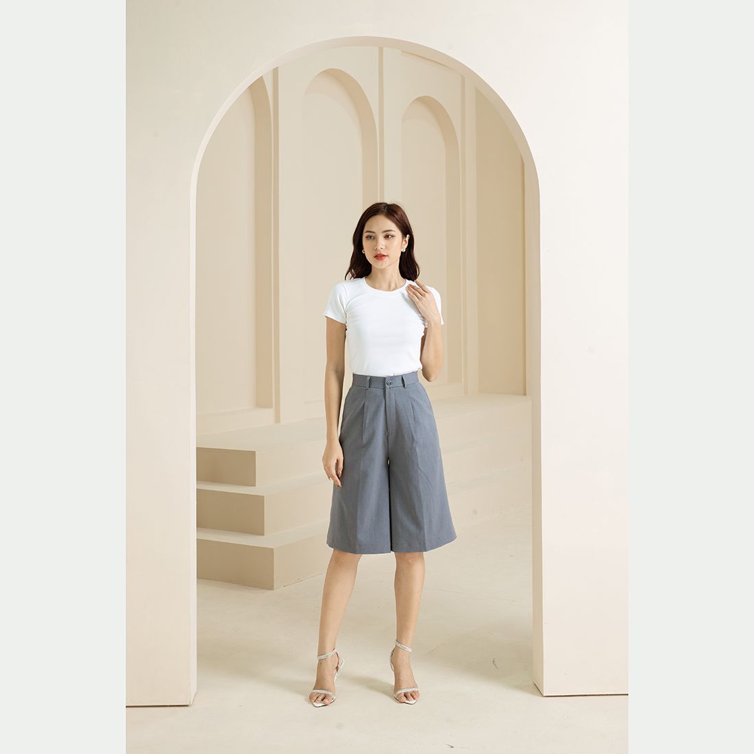 Quần culottes lửng ống rộng thời trang Eden - Q017