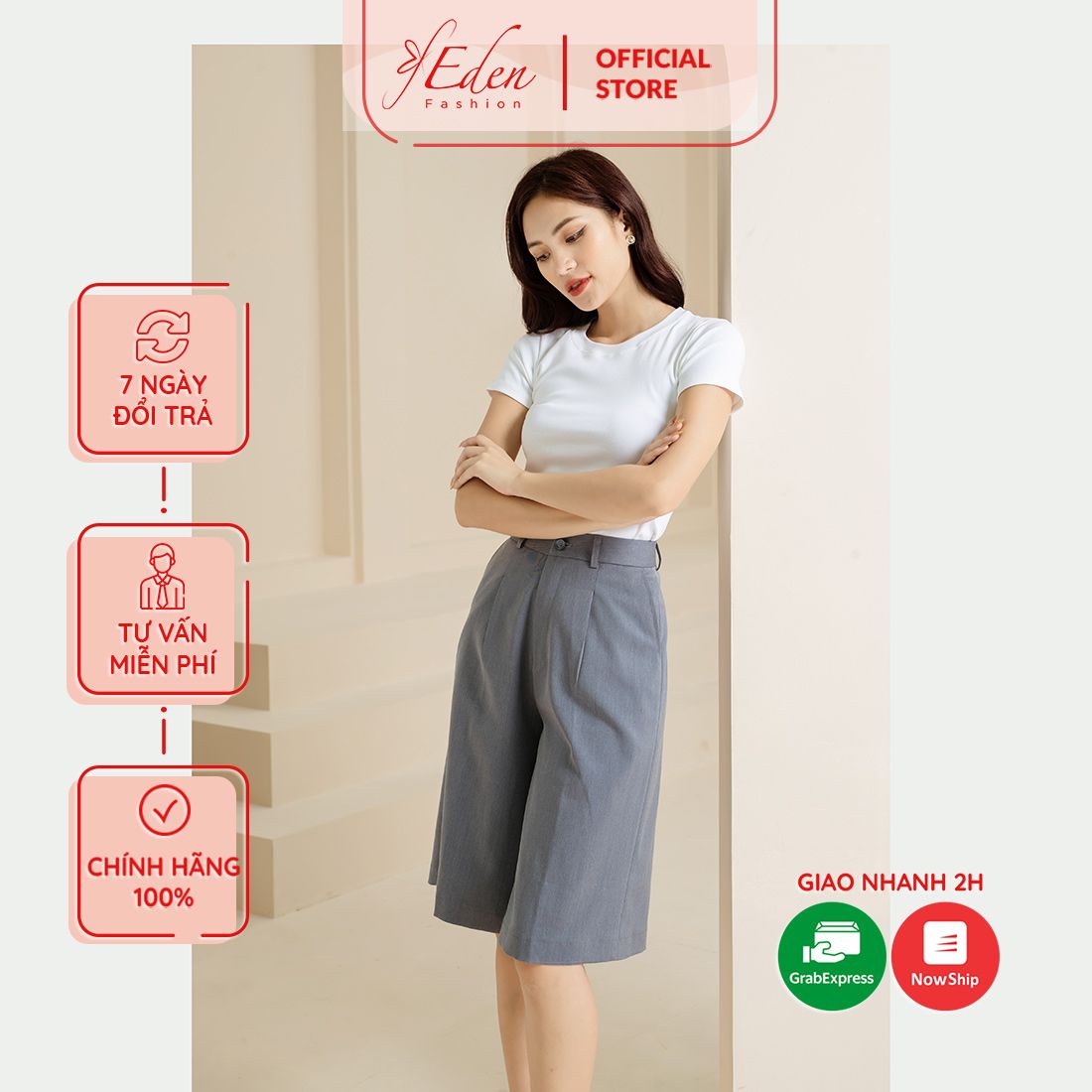 Quần culottes lửng ống rộng thời trang Eden  Q017  EDS  Thời Trang Eden