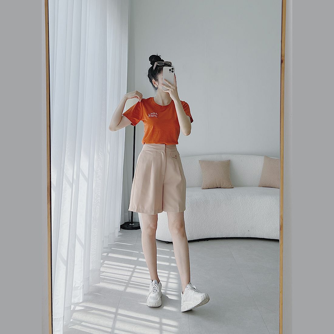 Quần short lưng cao ống rộng thời trang Eden - Q012