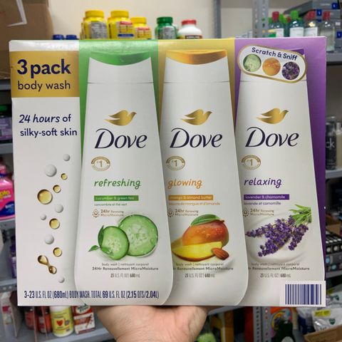  Set 3 chai sữa tắm dưỡng ẩm Dove Body Wash 