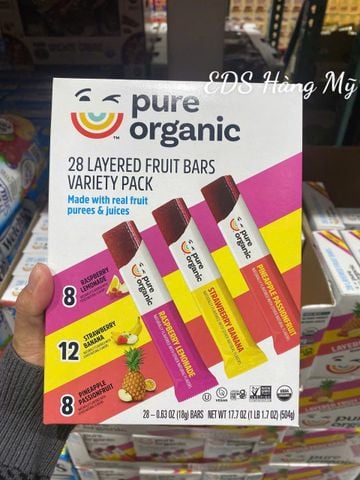  Thạch trái cây hữu cơ Pure Organic Layered Fruit Bars Variety Pack 
