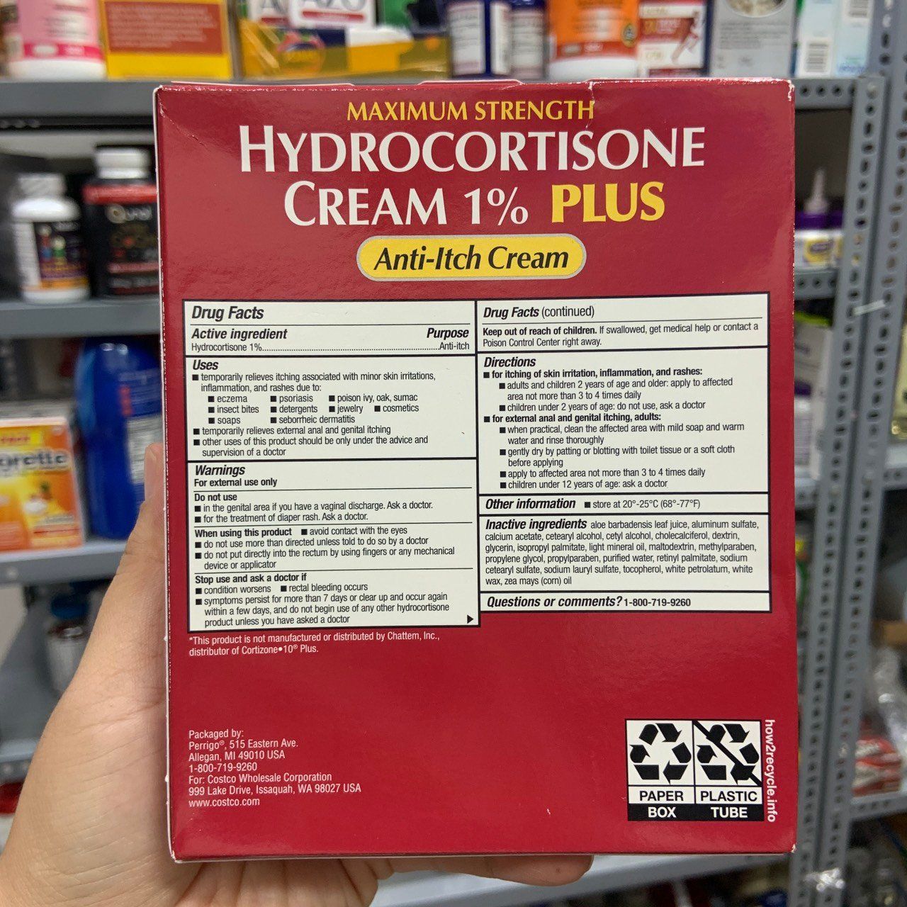 Kem giảm ngứa do chàm, dị ứng, côn trùng cắn Kirkland Signature Hydroc –  EDS Hàng Mỹ