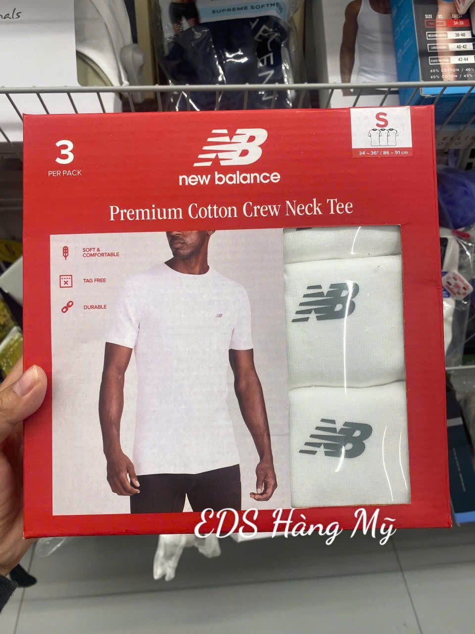 Set 3 áo thun cotton nam cổ tròn tay ngắn New Balance Premium Cotton Crew Neck Tee